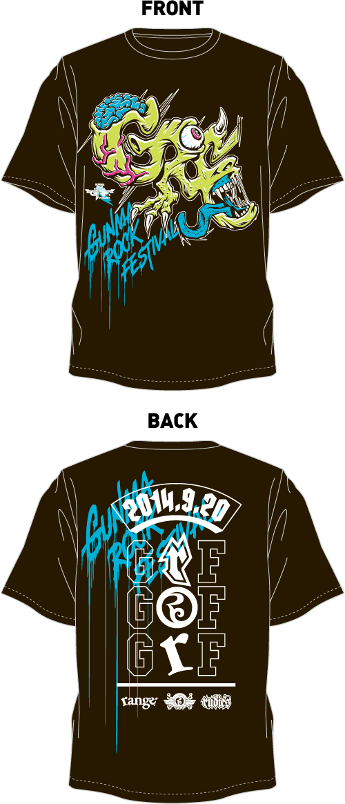 rudie's × ROLLING CRADLE × range × GRF Rコラボ Tシャツ ブラック